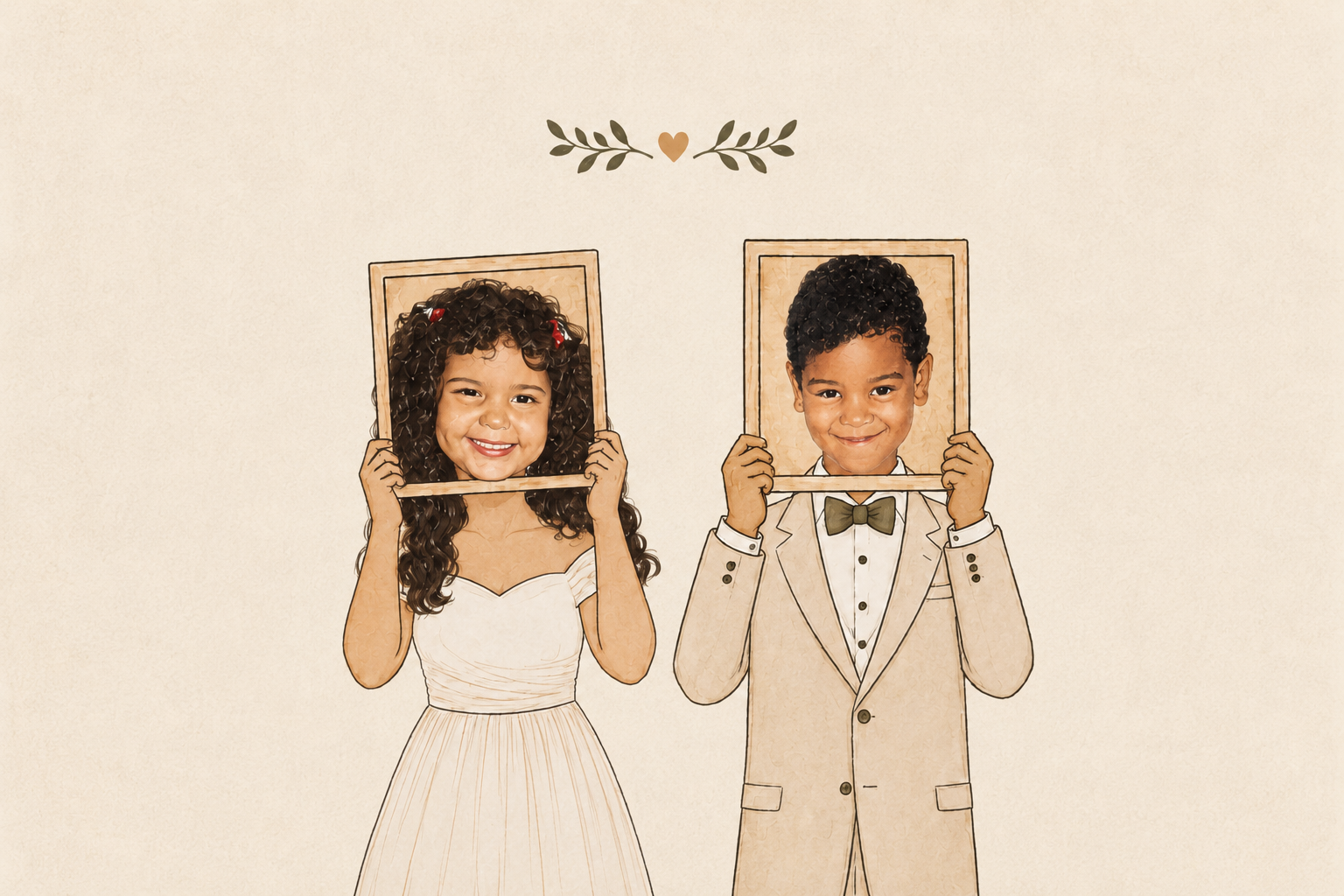 Ilustração de casamento de Marília e Victor